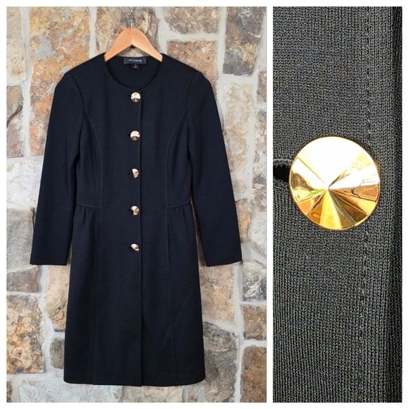 St. John Jackets & Blazers - NEW St John Gold Button Wool Knit Topper Duster Jacket Coat
